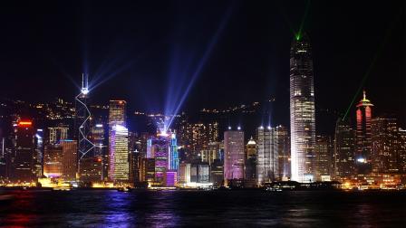 Lights on the city of Hong Kong. Hong Kong night lights
