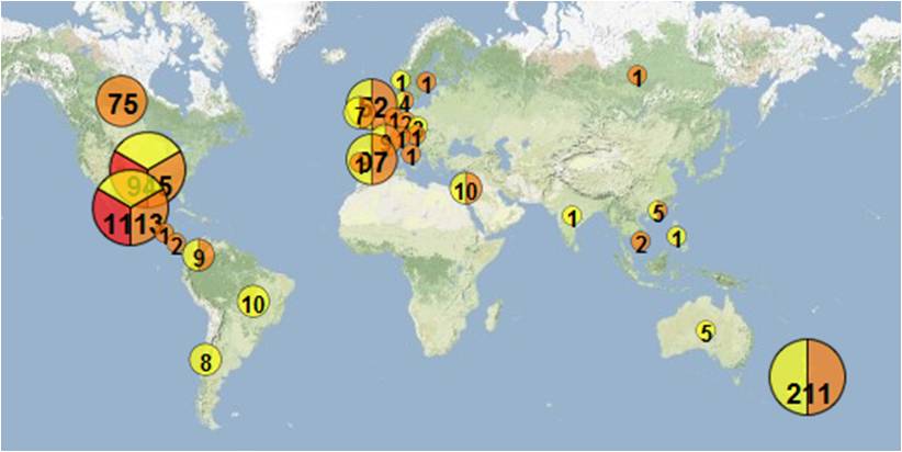 Swine Flu Outbreak Map - 5 May 2009
