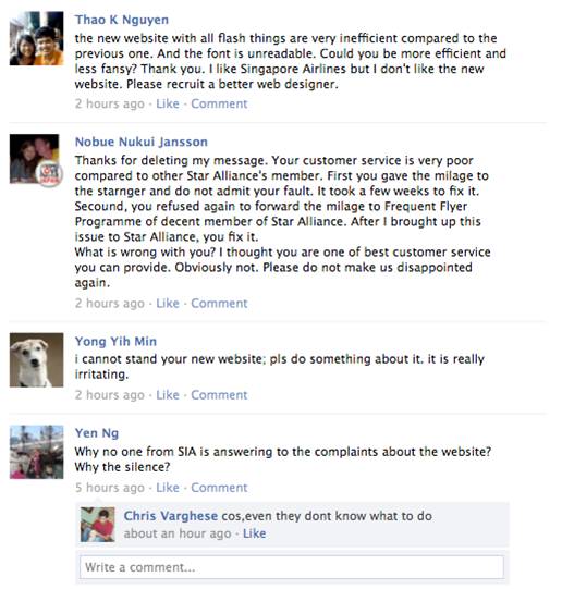 SIA customers pummel Facebook