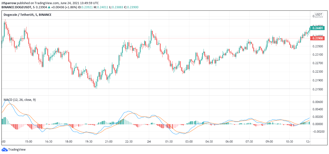 Dogecoin price chart June 24