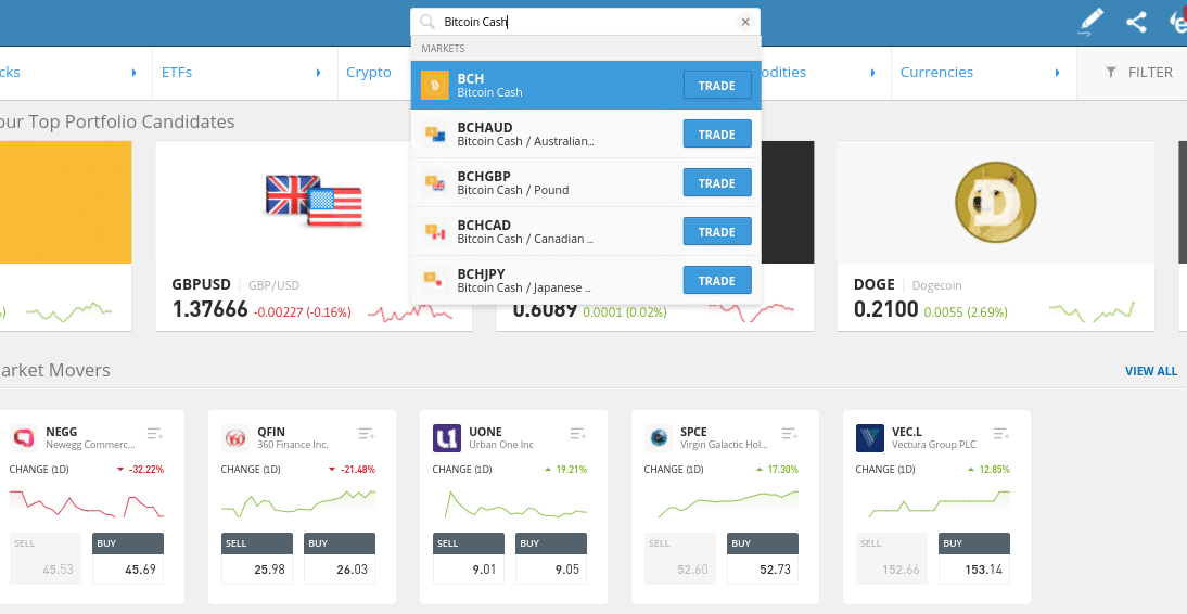 buy bitcoin cash etoro