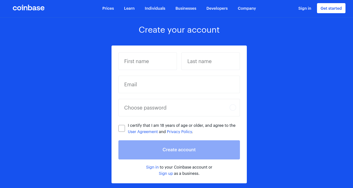 open account coinbase