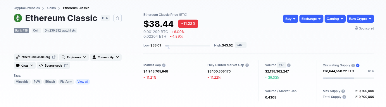 risks of ethereum classic