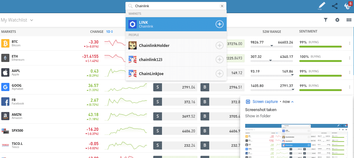 buy chainlink etoro