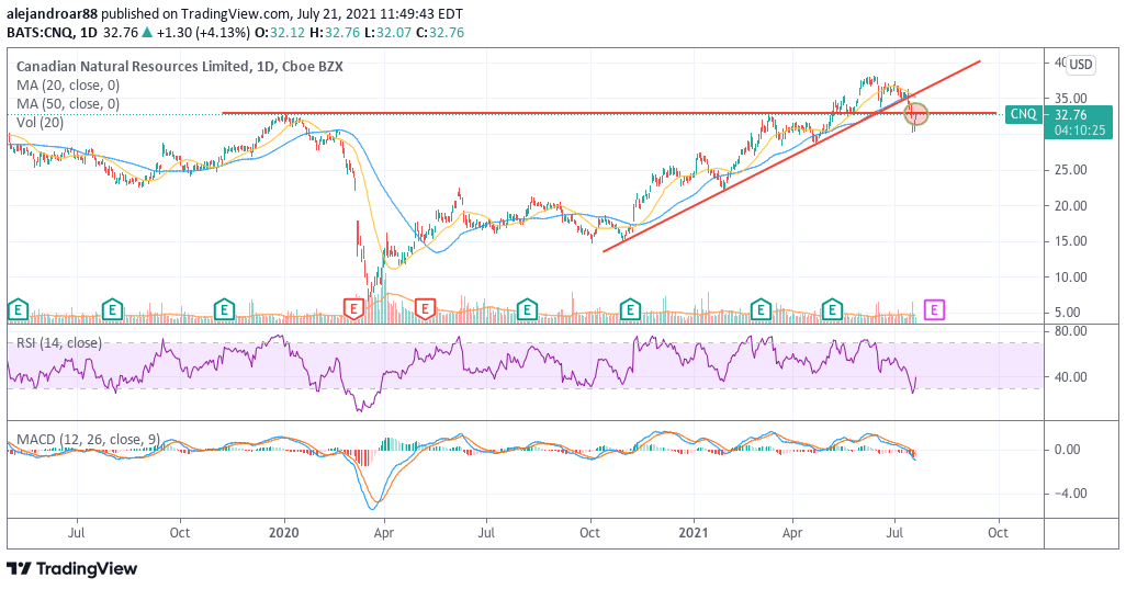 canadian natural resources stock