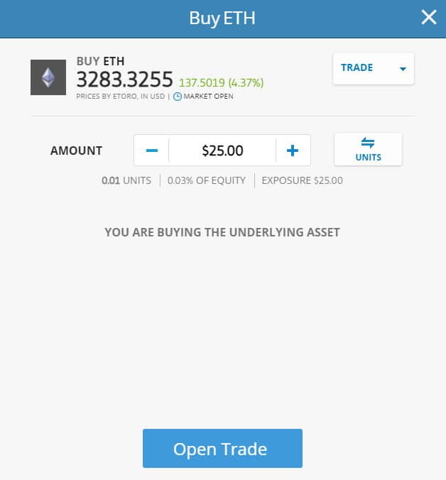 Buy ETH on eToro