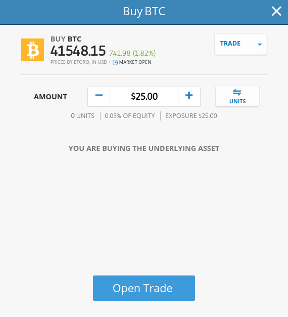 Buy Bitcoin at eToro