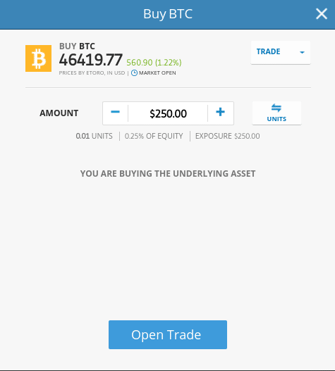 trade bitcoin at eToro