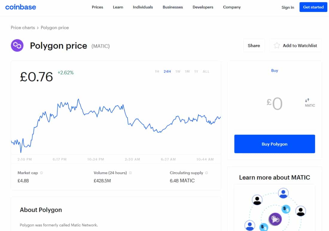 Coinbase buy MATIC