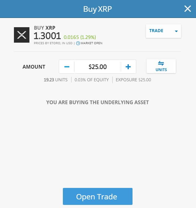 eToro buy XRP