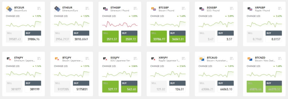 Coinbase alternative - eToro crypto to currency crosses
