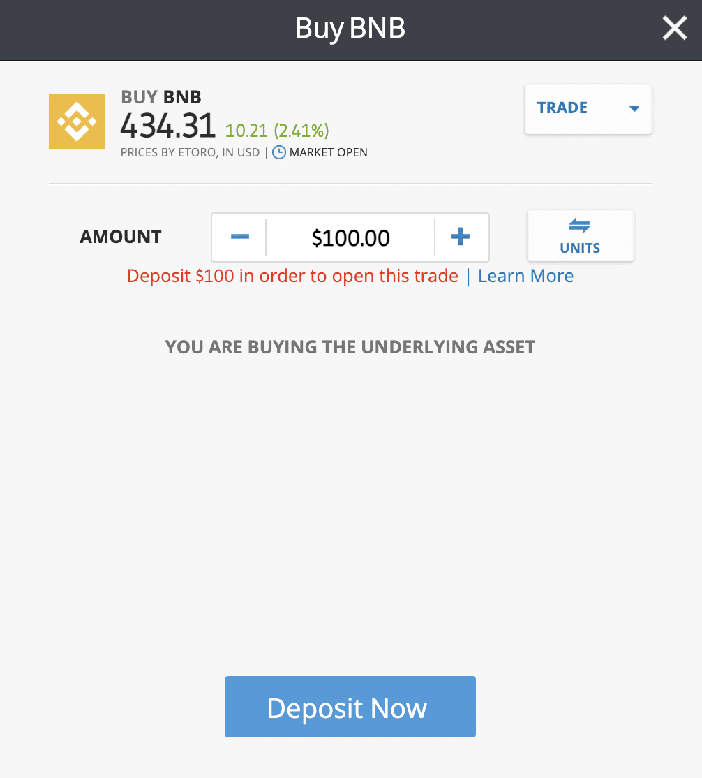 invest in binance coin etoro