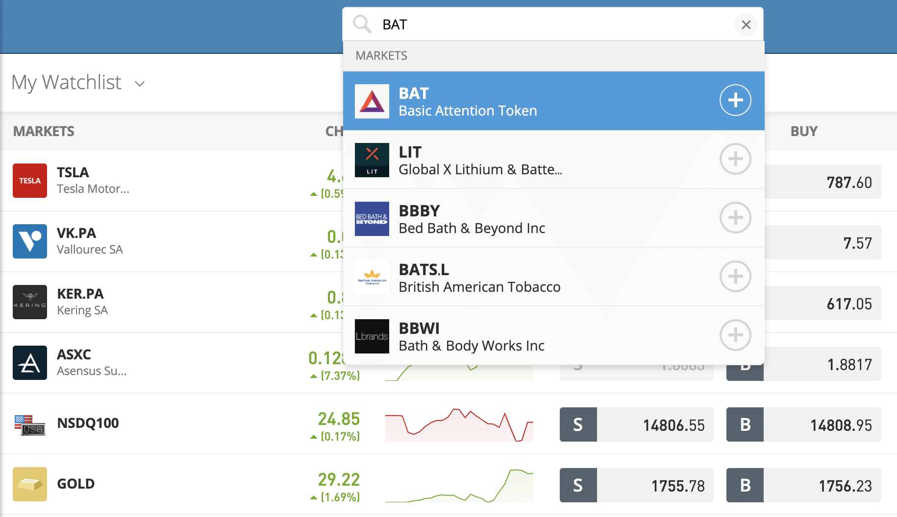 eToro how to buy BAT