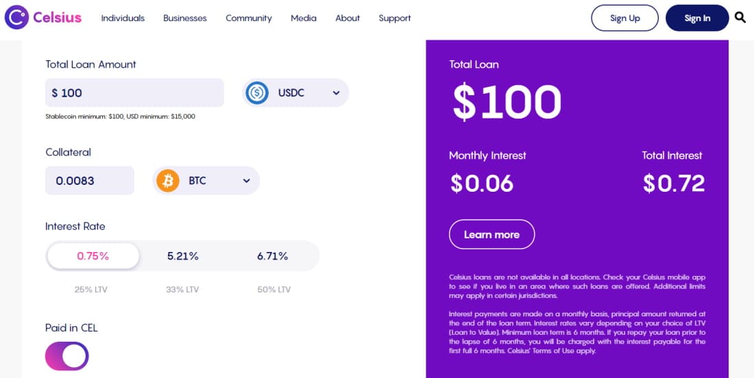 Celsius top-rated Bitcoin Loans