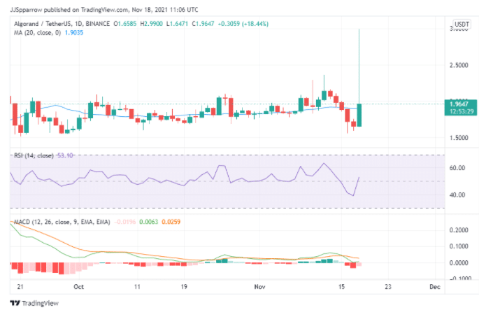 ALGO price chart November 18