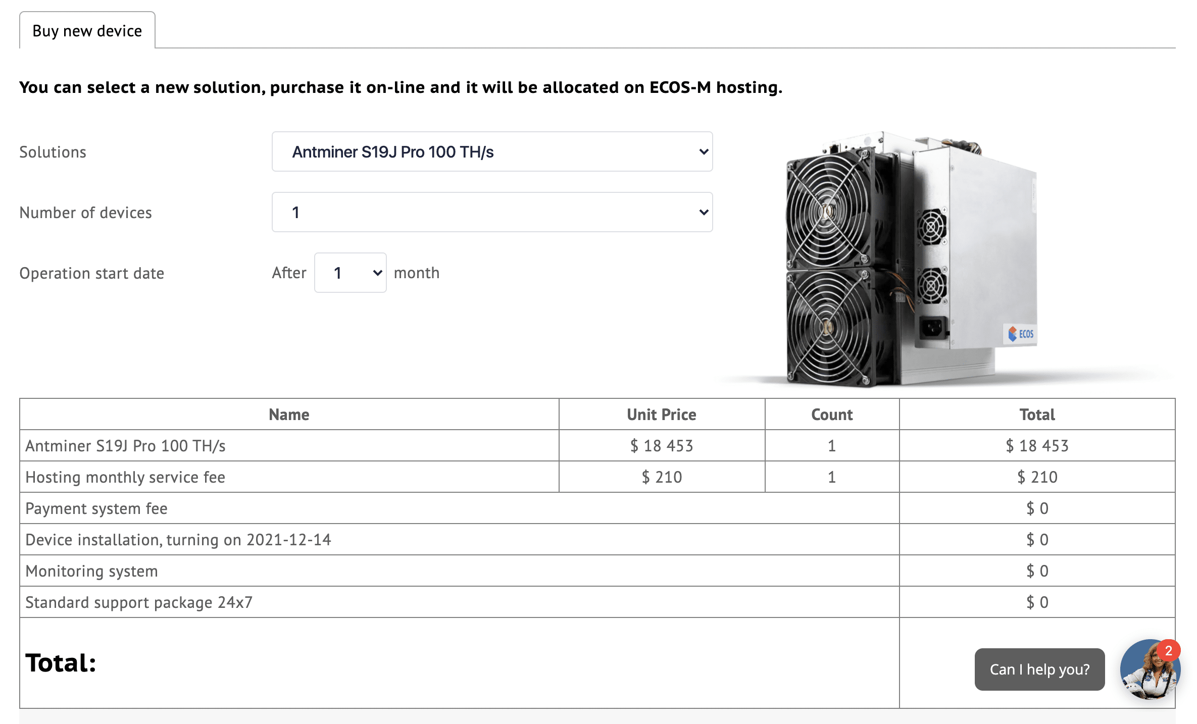 ECOS Mining Buy Devices