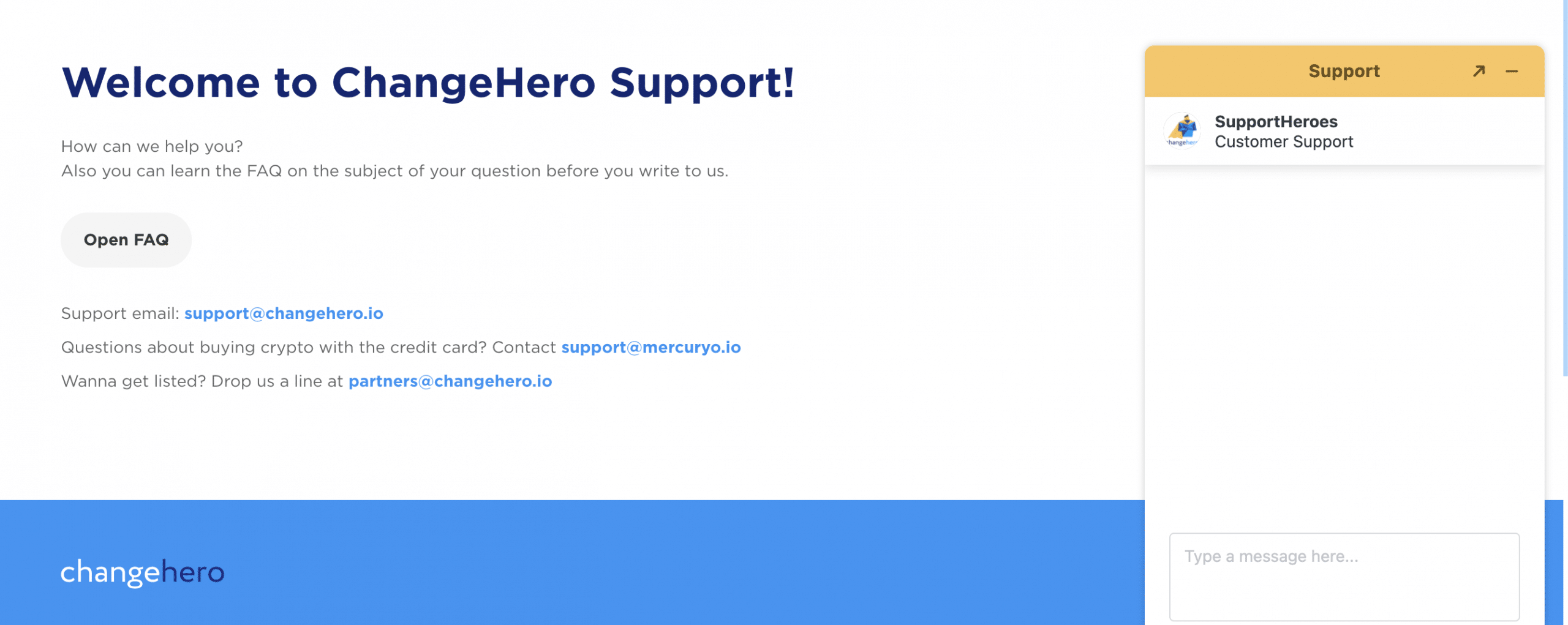 ChangeHero customer support