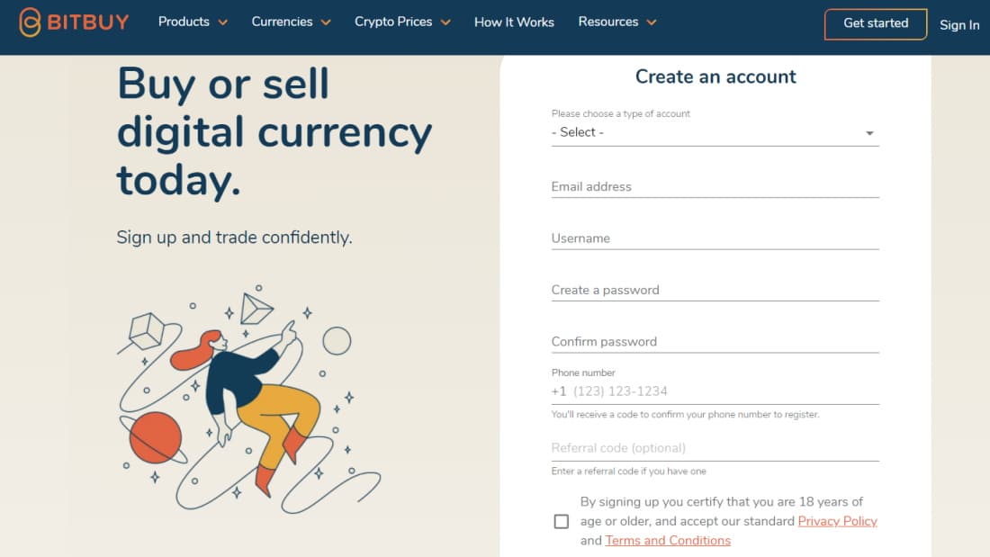 Open Bitbuy account to buy Bitcoin Canada