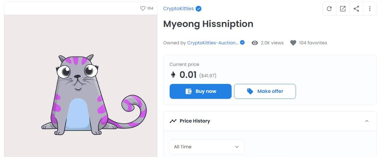 Buy CryptoKitties on Opensea