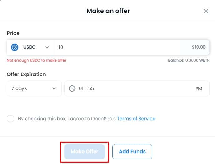 How to Make an offer on OpenSea