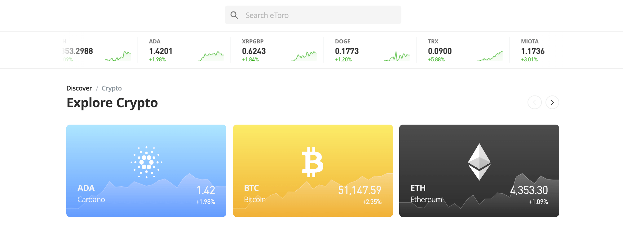 eToro crypto trading