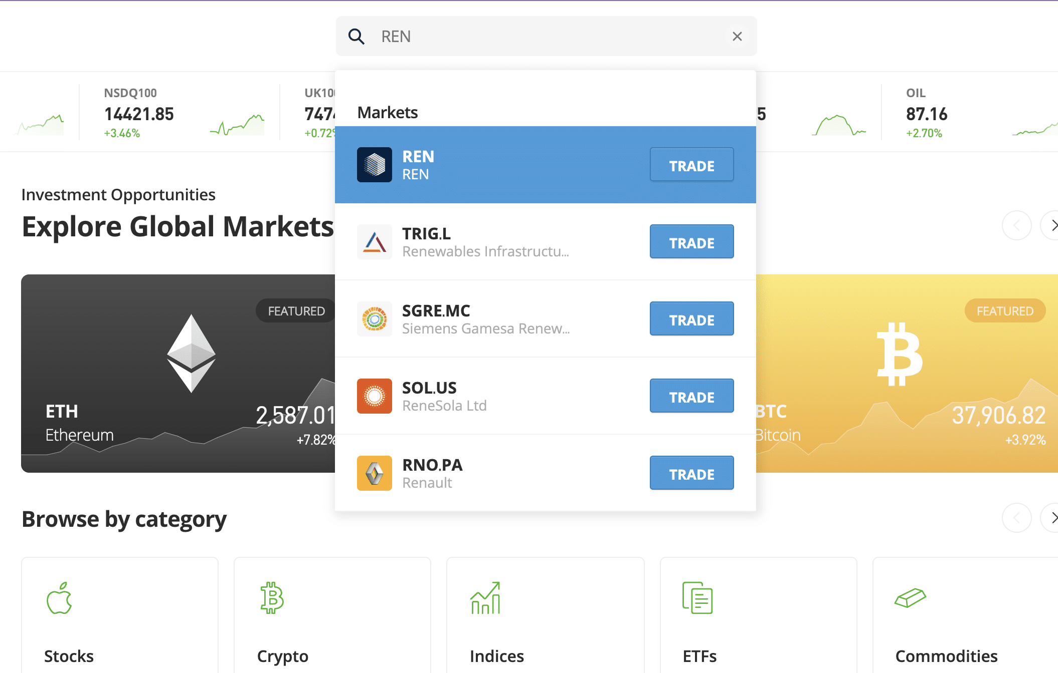 How to buy REN eToro