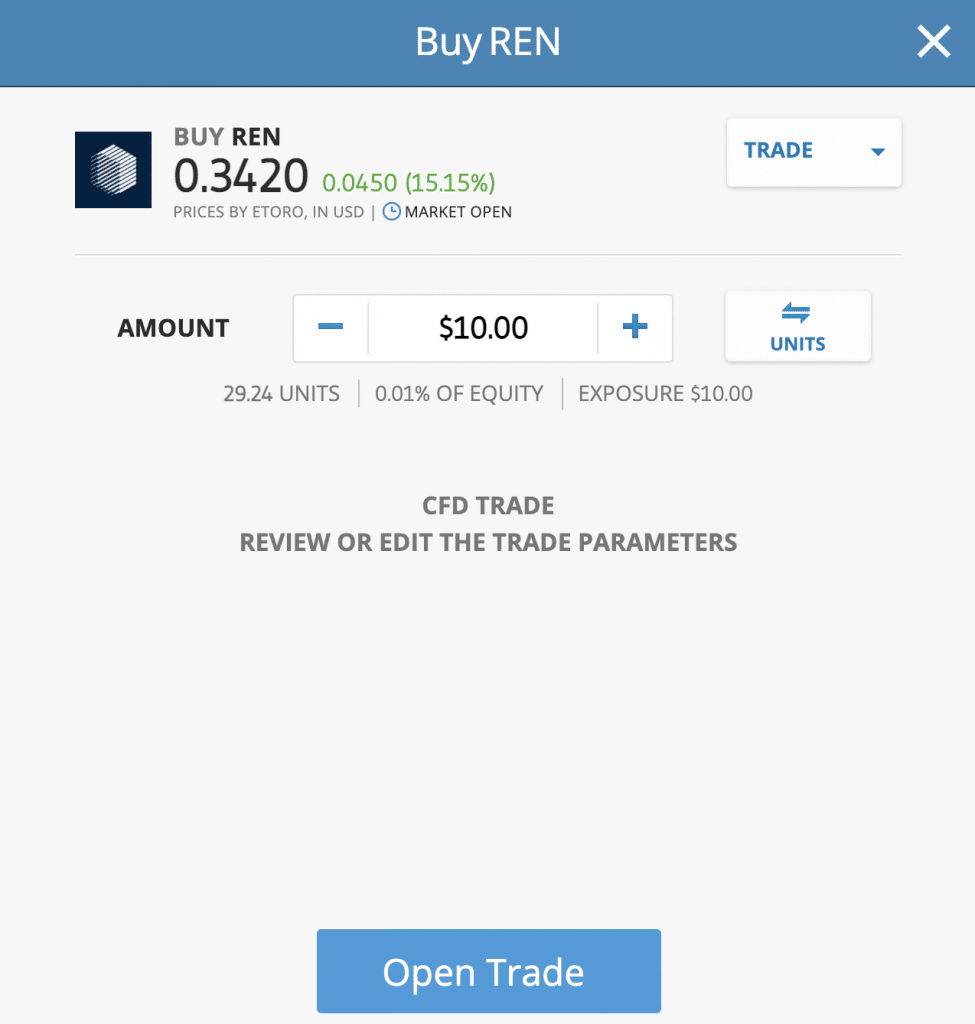 How to buy REN eToro