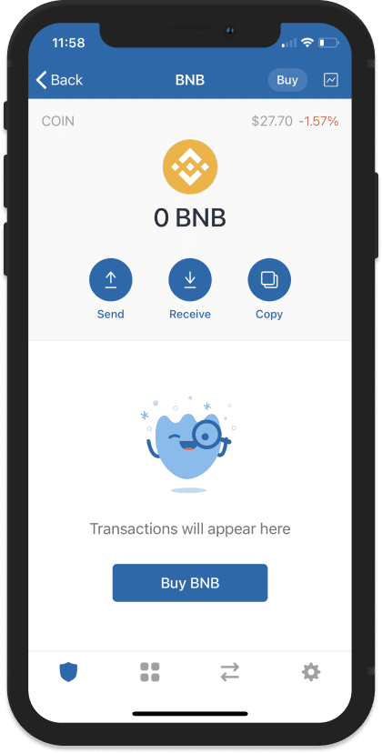 trust wallet receive BNB