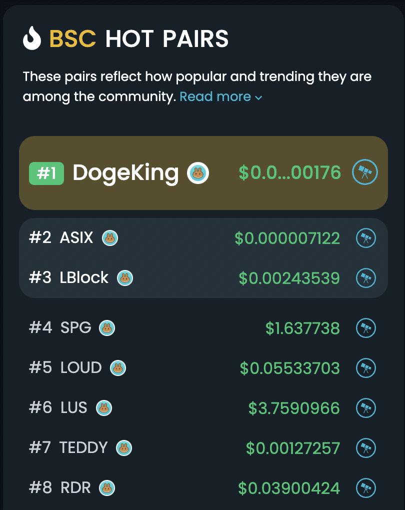 lucky block on dextools hot bsc charts