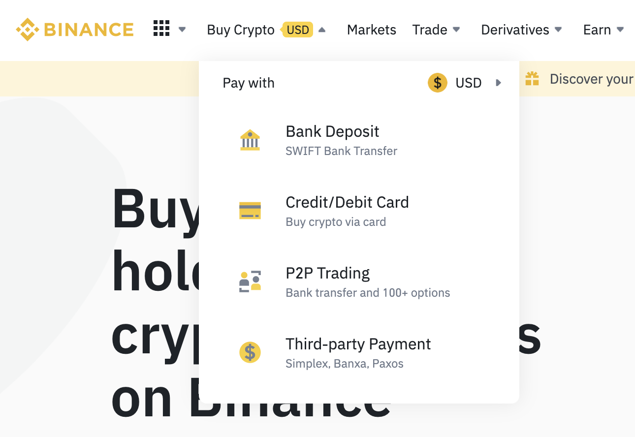 Binaance buy crypto