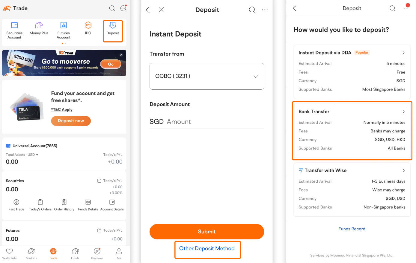 moomoo deposit process