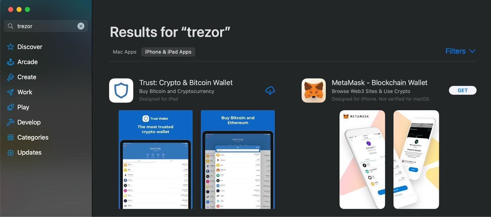trezor Apple App store