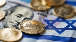 Bank of Israel currencies with Israel flag